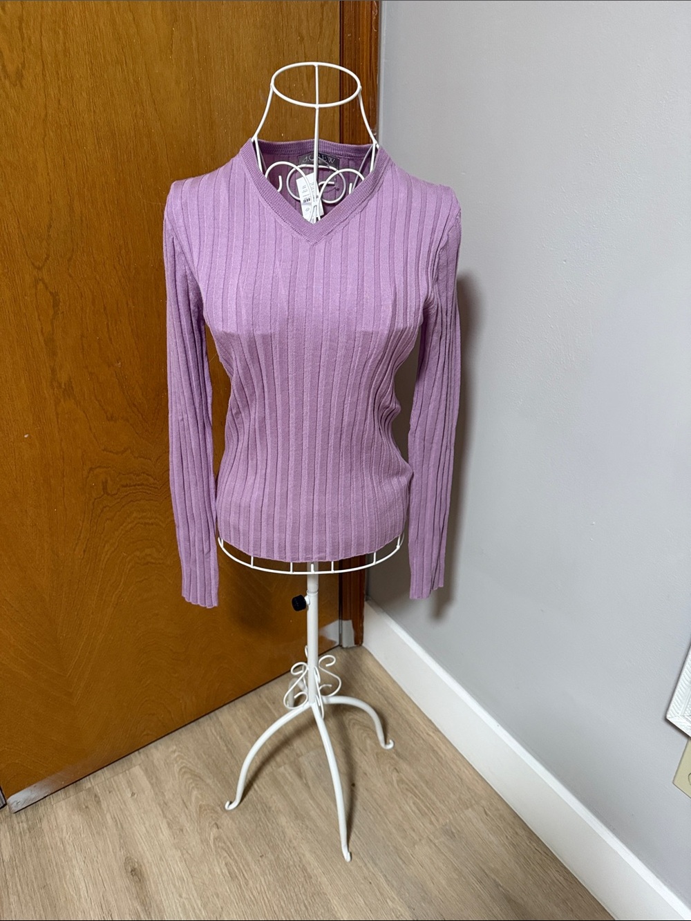 J. Crew Ribbed V-Neck Sweater - Lavender